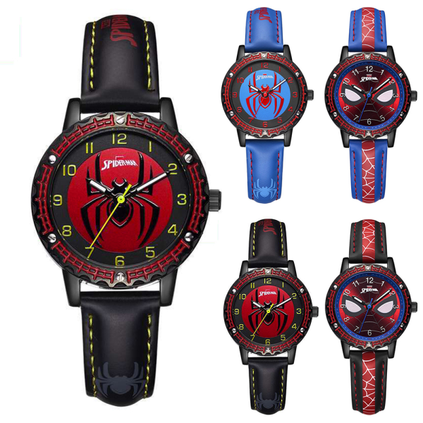 Spiderman Børne Drenge Ur Se Ur Børn Tegneserie Armbåndsur Fødselsdag Gave Black space red band