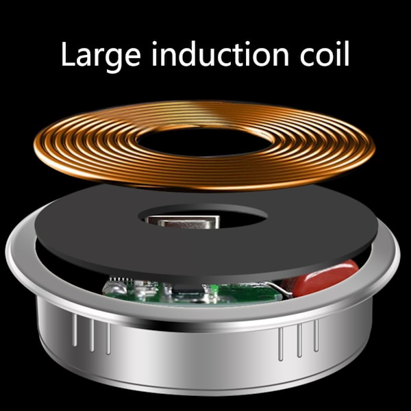 15W USB-C USB-A Snabbladdare 3.0 Inbyggd Skrivbordsenhet Qi Snabb Trådlös Laddare Inbyggd Laddare 60mm/2.36\"