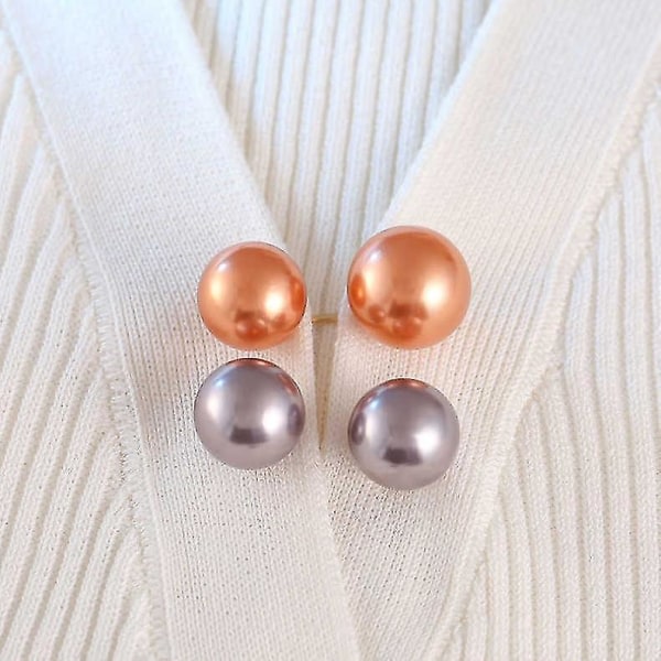 Ghyt 6 delar konstgjorda pärlor broschnålar Anti-exponeringsnålar halsringning säkerhetsnålar tröja sjalklämmor för kvinnor flickor bröllopsfest