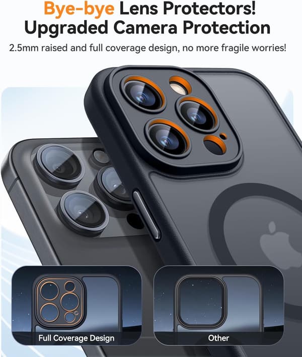 Magnetic Case for iPhone 16 Pro Max with Full Camera Protection [MagSafe Compatible] [Clear & Glossy] Protective Case, Black Black Black iPhone 14 Pro
