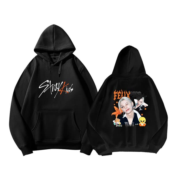 Vinterfleece hættetrøje til mænd og kvinder med trykt tegneseriegrafik Afslappet hættetrøje B-Wolf-White XL