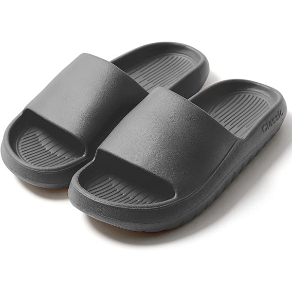 Hustøfler til mænd og kvinder skridsikker skridsikker letvægts brusesko med åben tå Hurtigtørrende ekstra tykke sandaler
