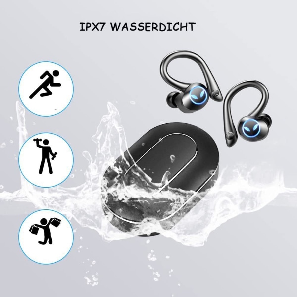 Bluetooth sport-hörlurar, in-ear-hörlurar trådlösa blå