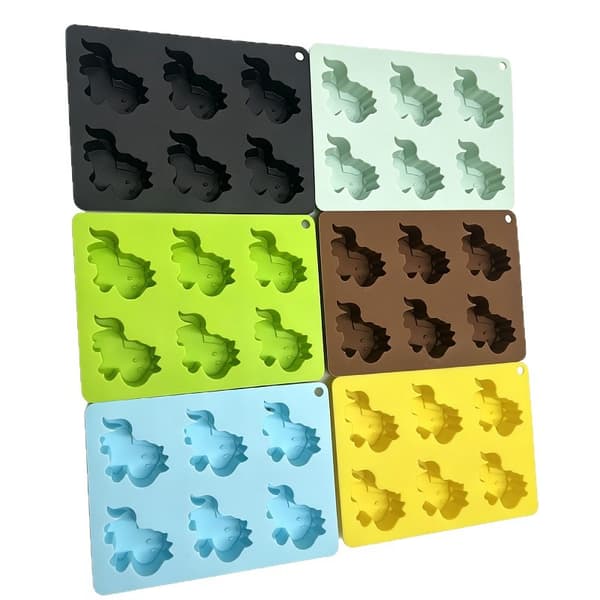Isbitbrett i matkvalitets silikon formet som en ponni, 6 Silicone baking mold - light blue 14*10.5*2cm
