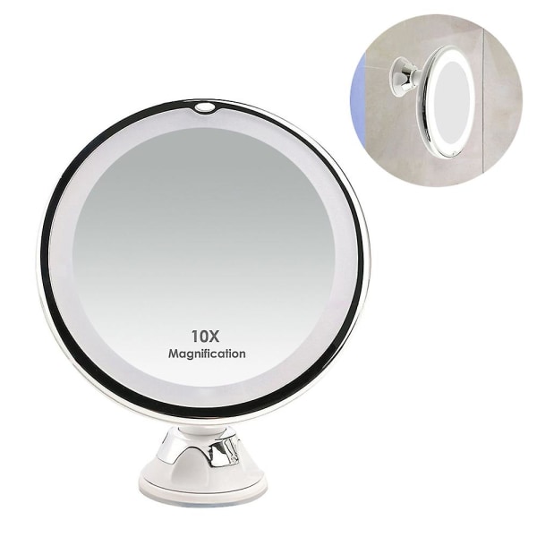 10x förstorande sminkspegel med lampor, intelligent switch
