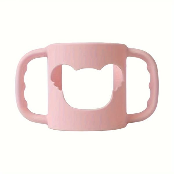 Silikoneflaskehåndtag med tegneseriedesign - Bløde, elastiske greb til de fleste sutteflasker Pink