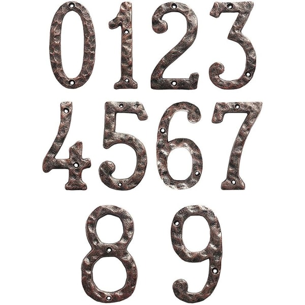 Rustik adress husnummer, 5,5 tum hamrad yta, färg 2, nummer 4