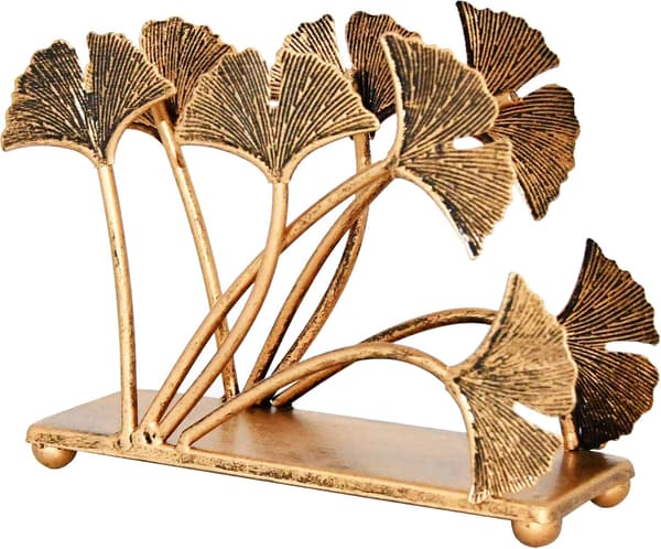 Moderne bord-servietholder med ginkoblade, metalorganizer til papirservietter til køkkenet, stilfuld papirhåndklædedispenser, brevsorterer