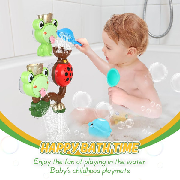 Baby Bath Spin Wall Toys, Frog Bad Leksaker, Fyll och Flow Pipe vattenleksaker