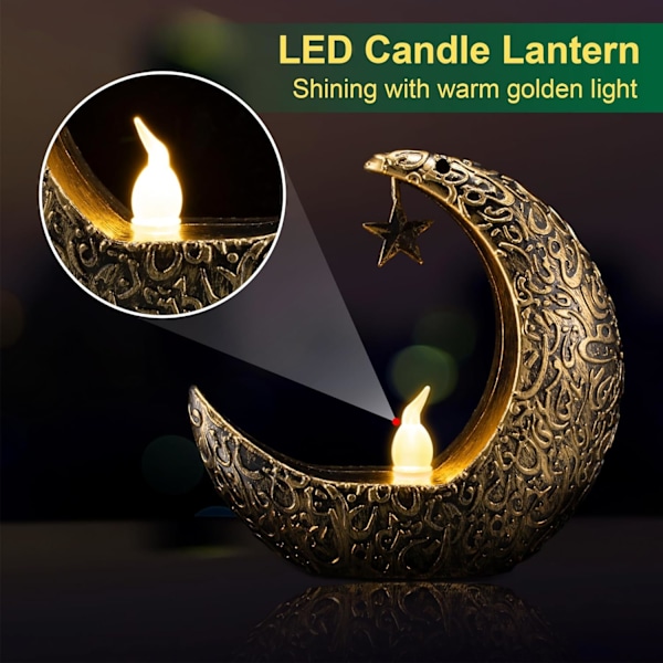 Ramadanlykta, Mini Ramadan LED Ljus Dekorationer, 6 st Eid Mubarak Mini Lyktor
