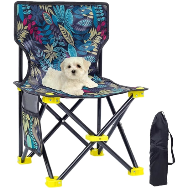 Bærbar campingstol - sammenleggbar stol med sidelomme, stabil X stativ sammenleggbar stol, solid