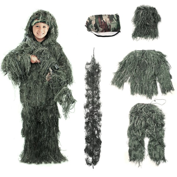 Børne Ghillie Dragter Sniper Halloween Hær Dragt Grøn green 130