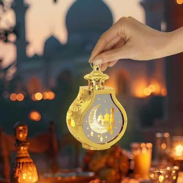 2 kpl Ramadan-lyhty 5,1 tuuman vintage kynttilälyhty koristeellinen riippuva lyhty Eid Mubarak