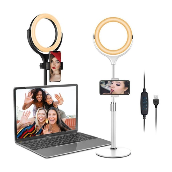 Ringlys, med stativ mobiltelefon laptop, 8" LED selfie ring lys bord