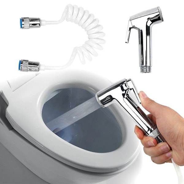 Håndholdt bidet-sprøjtepistol, toiletsprøjtepistol, brusehoved, dyse, badeværelsesrengøringsværktøj med bruseslange, bærbar