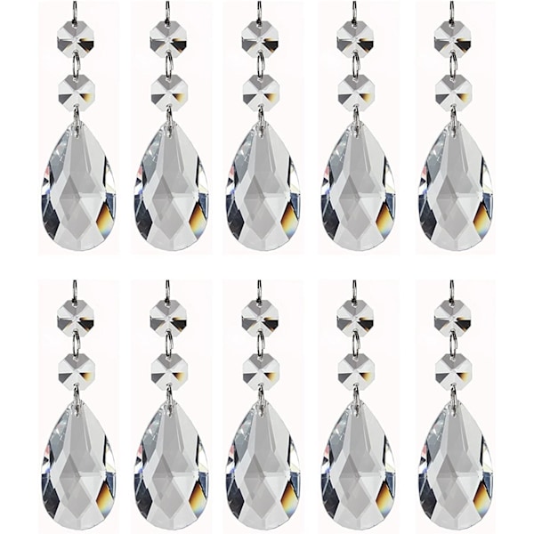 12 klare, dråpeformede krystallkroner