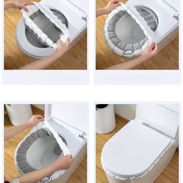 Toalettsitsdyna, non-stick, söt, varm, bärbar, för alla årstider Grey