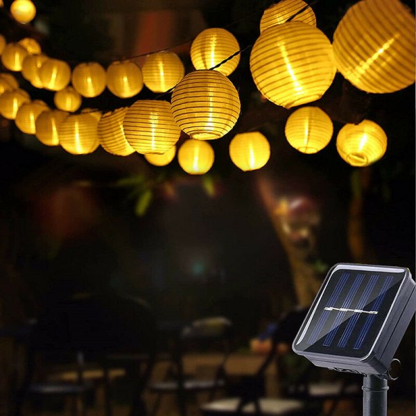 30 LED-aurinkoköysinauhavalolyhty, jossa 8 erilaista vedenpitävää koristelyhtyä (6M, lämmin valkoinen), ladacèe
