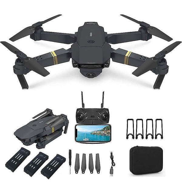 4k Drone E58 taitettava kauko-ohjain Quadcopter teräväpiirtokamera Wifi Live Video, 4k Three Electric Suit--