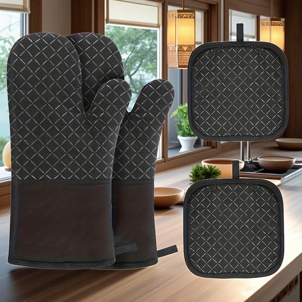2-pack halkfria kökshandskar och grytlappar kraftiga med grepp för diskning presentidé 4 Pieces