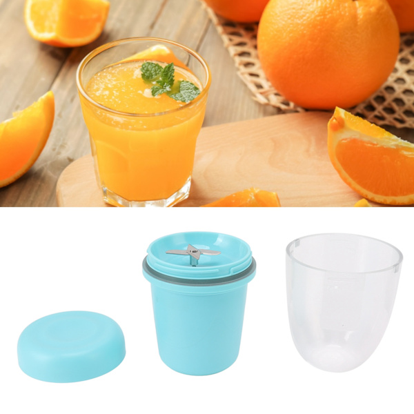 Bärbar Juicer Cup Multifunktionell Uppladdningsbar Liten 4 Blad Blender Fruktblandningsmaskin för Hem 260ml Blå