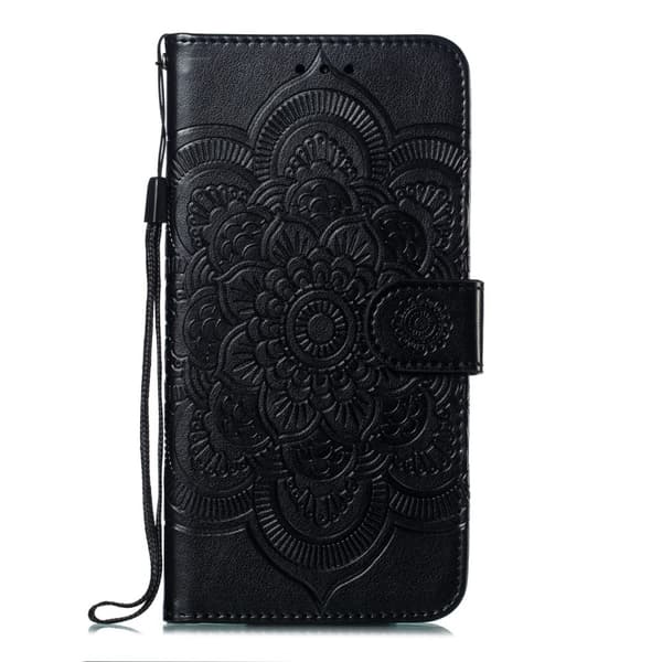 Compatible with iPhone 7/8/SE (2020/2022) - Mandala Wallet Case - Black Black Black Svart