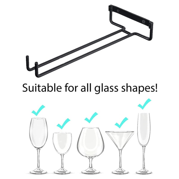 6 st Vinglasställ Väggmonterat Hängande Vinglasställ Vinkopp Glasförvaring Hängare Display Hylla För Bar Kökskåp Svart