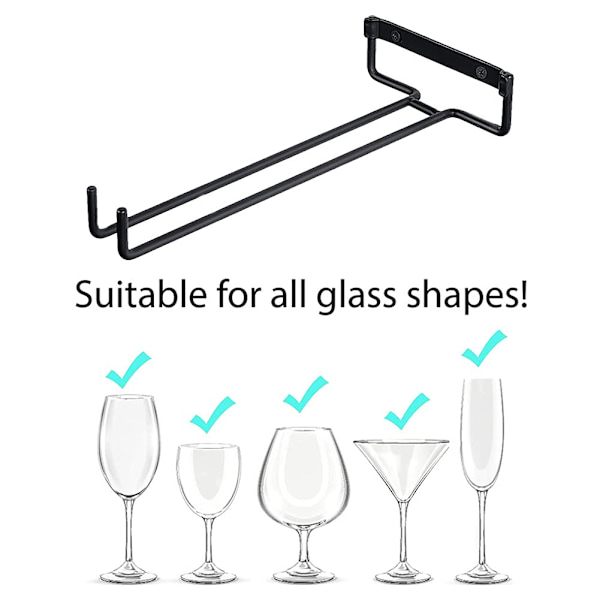 6 stk. Veggmontert Vinstativ Håndklede Vinstativ Vinglassholder Vinglass Oppbevaringsholder Hylle For Bar Kjøkkenskap Svart