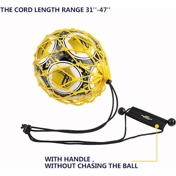 PodiuMax Håndholdt Fodbold Kick Trainer med Ny Bold Låst Net Design, Fodbold Bold Bungee Elastisk Træning Jonglering Net (Passer til Bold Størrelse 3, 4, 5)