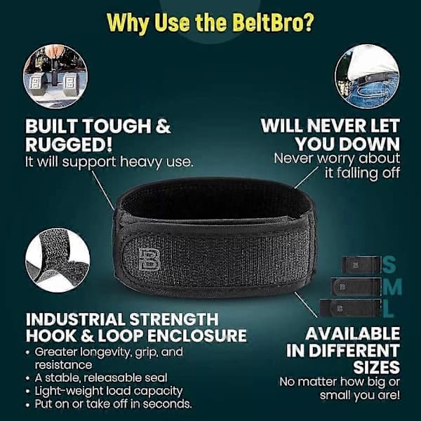 BeltBro Titan Elastisk Spændeløst Bælte til Mænd Passer til 1,5-tommer Bæltestropper, Komfort L