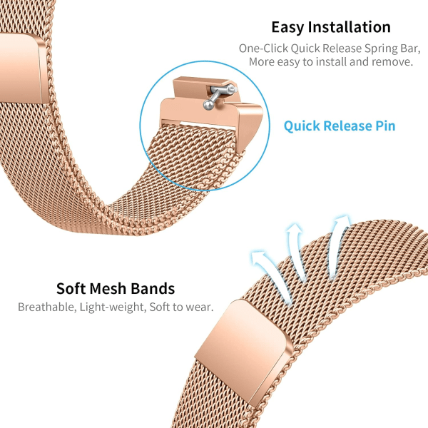 2-pakningsbånd som er kompatible med Fitbit Inspire 2/ Inspire HR/ Inspire, netting i rustfritt stål