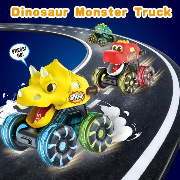 Barnas trykk-for-lys dinosaurbil Monster Big Foot Lysende Treghetsglid Gave Three-in-one combo