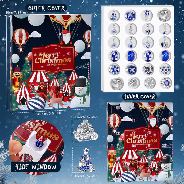 Blå snöflinga jul 24-dagars adventskalender blindlåda flickors smyckesset PDRD23