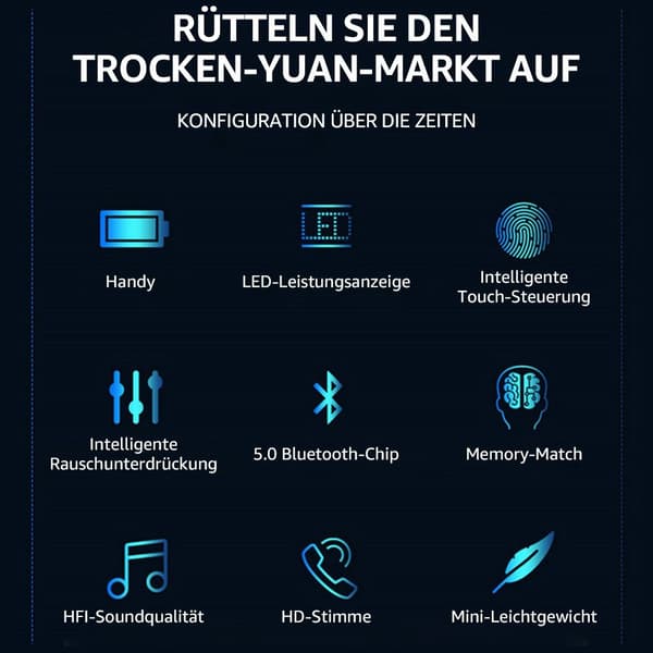 In-ear-hovedtelefoner, til Samsung Android Iphone trådløse hovedtelefoner