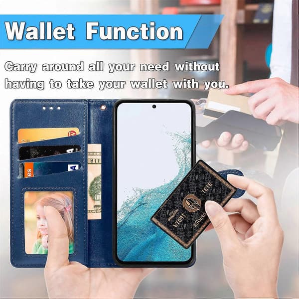 Læder Wallet Case med Stand og Håndledsrem til Samsung Galaxy A56 5G - Grøn Blå{AZC] Blue Multicolor