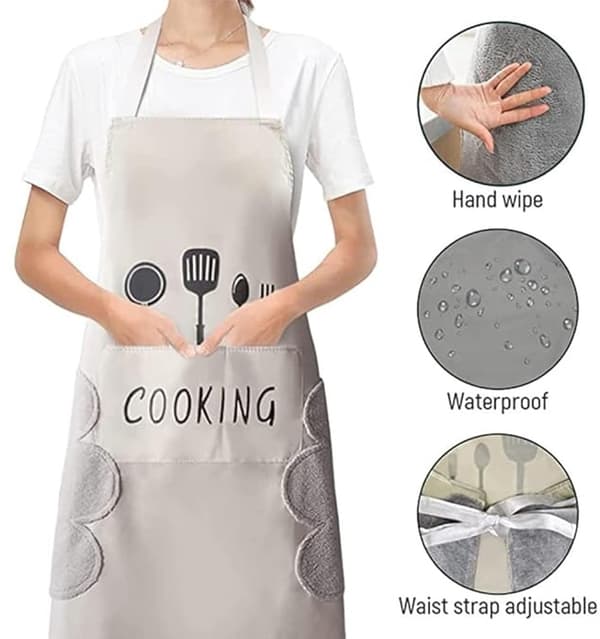 Forklæde 2-pak - Vandafvisende vaskbart forklæde - Justerbart unisex til madlavning, maling, grill - Sort hvid