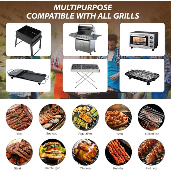 3-pak Grillmåtte, Ovnmåtte, Bagemåtte - Non-Stick - 40x33 Sort Sort 3-pak 3pcs