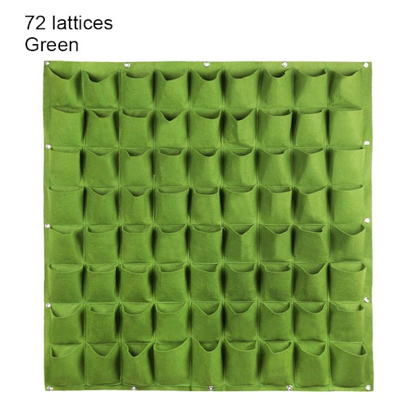 Monitaskuinen seinälle ripustettava istutuspussi, pystysuora kukkien kasvatuspussi, puutarha, vihreä Green 72-pocket