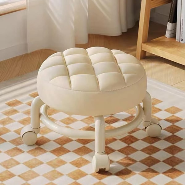 Matala pyörällinen jakkara 360° yleispyörillä Beige