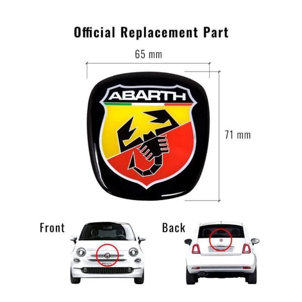 3D Abarth virallinen rAZClacement -logotarra Fiat 500:lle