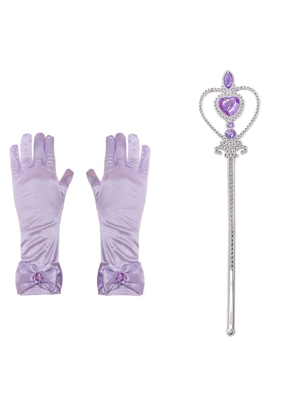 Prinsessekostume til piger sort lilla fest fødselsdagskjole Crown Scepter 100cm (4 years)