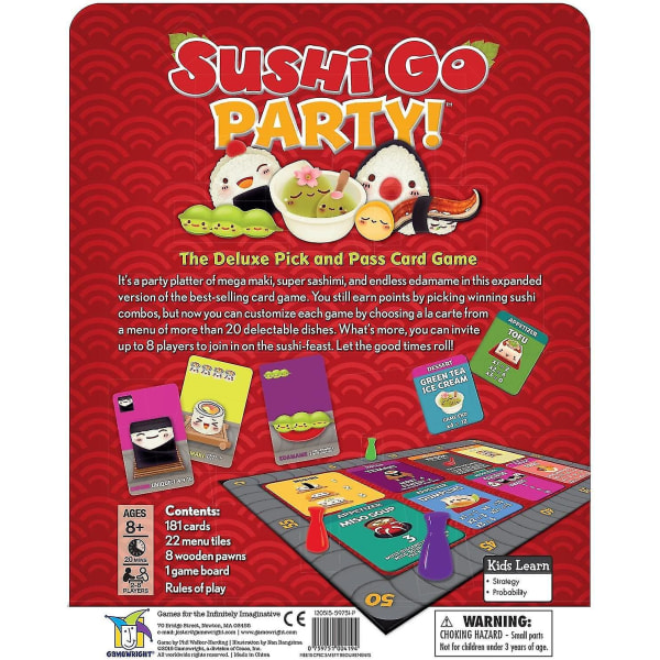 Gamewright | Sushi Go Party-spil | Kortspil | Alder 8+ | 2-8 spillere | 20 minutters spilletid