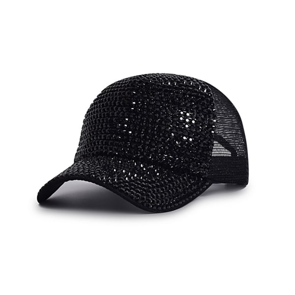 Sommerhat Baseballkasket Farverig Rhinestone Diamond Snapback Cap Spring sort