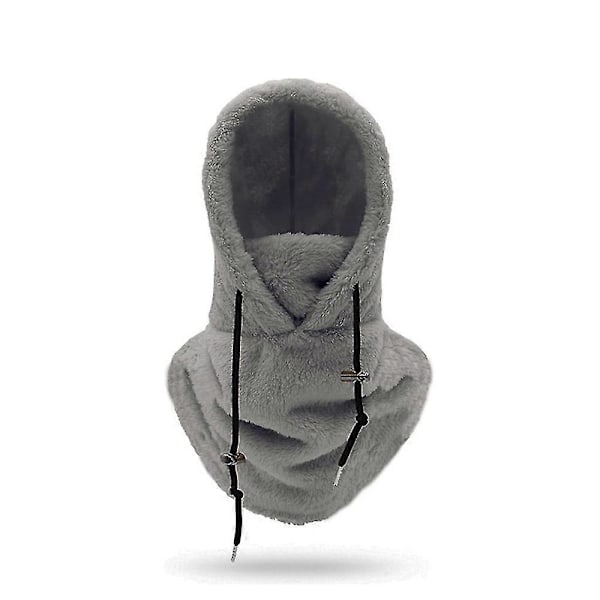 Sherpa-huppu Ski-maski Talvi Lämmin Balaklava Kylmä Sää Tuulenpitävä Säädettävissä Fleece-huppu Peite Hattu Beanie Huivi Miehille Naisille (FMY) Gray