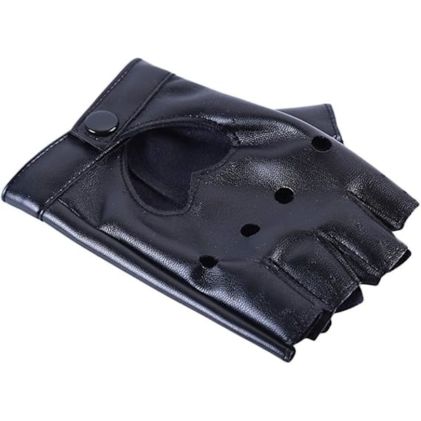 Kvinder Hjerte Udsnit Punk Halv Finger PU Læder Performance Handsker Black