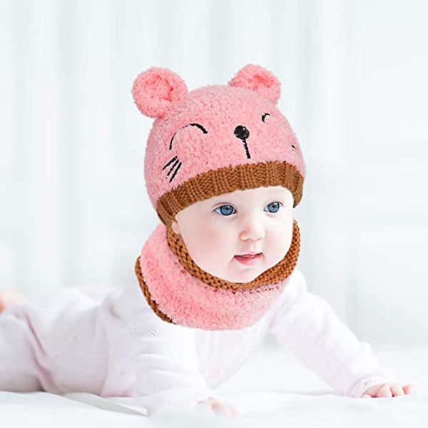 Børn Vinter Baby Beanie Hat Hat Og Tørklæde Sæt Strik Toddler Baby