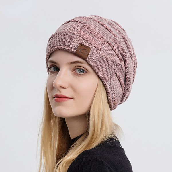 Lue lue for menn og kvinner Vinter varme luer strikket Slouchy tykk hodeskalle cap (rosa)