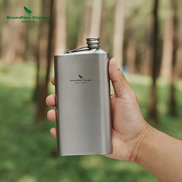 En 250ml/8.45oz ren titanium udendørs hvidvinsflaske, bærbar camping vandflaske, forseglet enkelt lag