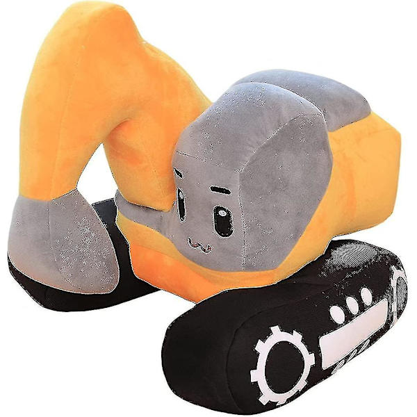Plush Gravemaskine Simuleringslastbil Bil Sød Tegneserie Gravemaskine Legetøjsbil Pude (Gul)