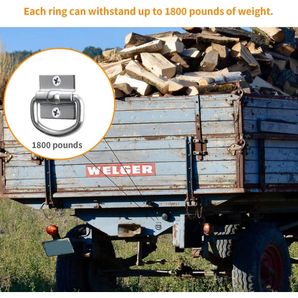 4-paks lastbånd Anker D Surringer Heavy Duty 800 kg rustfritt stål